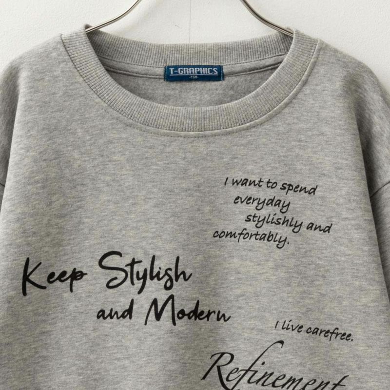 T-GRAPHICS  裏起毛メッセージトレーナー キッズ商品画像-4