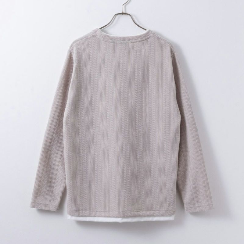 [期間限定価格]NAVY 温℃ ヘリンボーンフェイクレイヤードプルオーバー メンズ商品画像-4