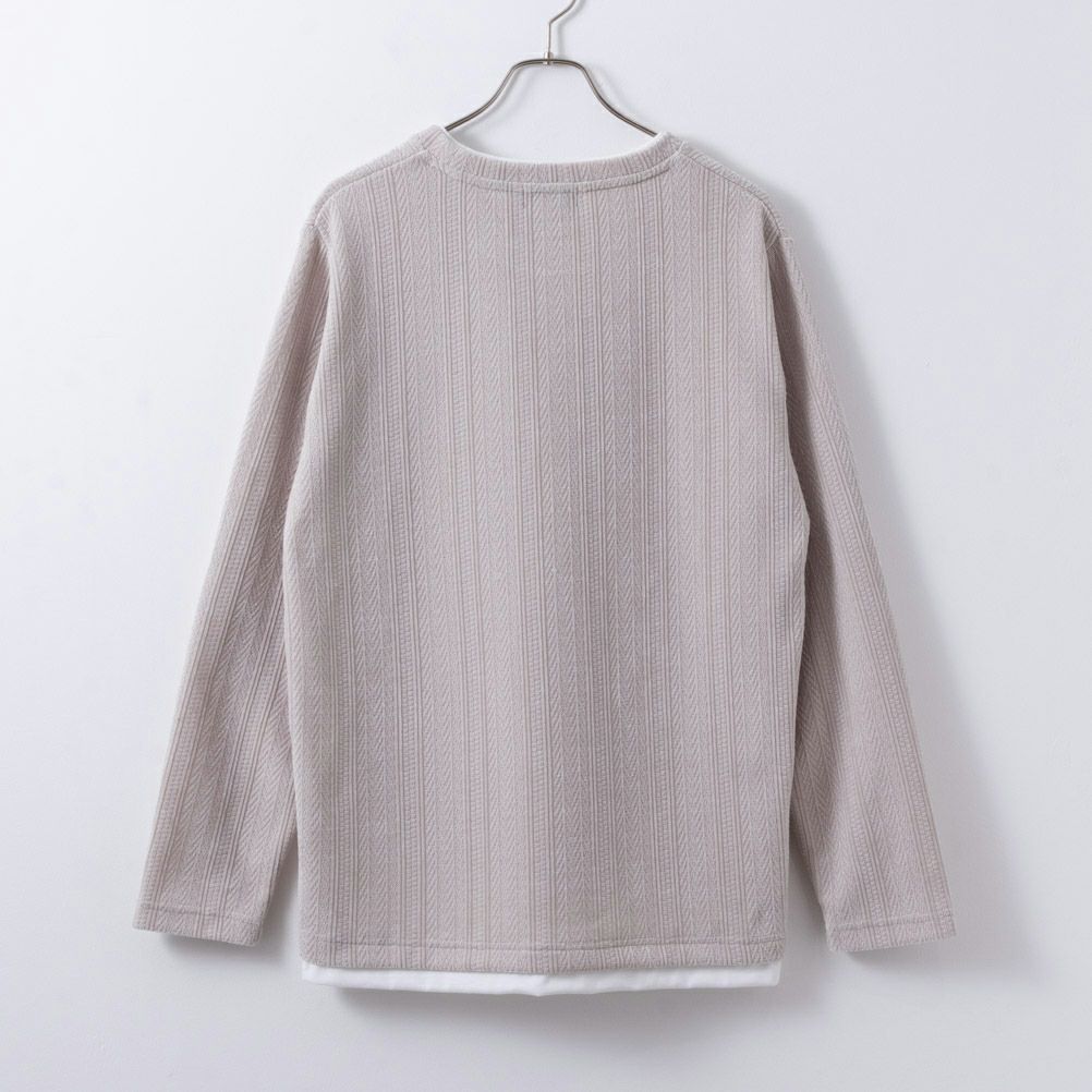 [期間限定価格]NAVY 温℃ ヘリンボーンフェイクレイヤードプルオーバー メンズ商品サムネイル-4