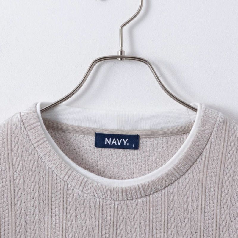[期間限定価格]NAVY 温℃ ヘリンボーンフェイクレイヤードプルオーバー メンズ商品画像-5