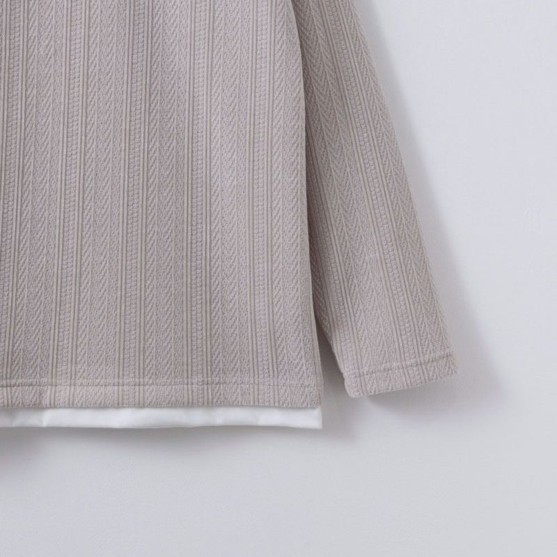 [期間限定価格]NAVY 温℃ ヘリンボーンフェイクレイヤードプルオーバー メンズ商品画像-6