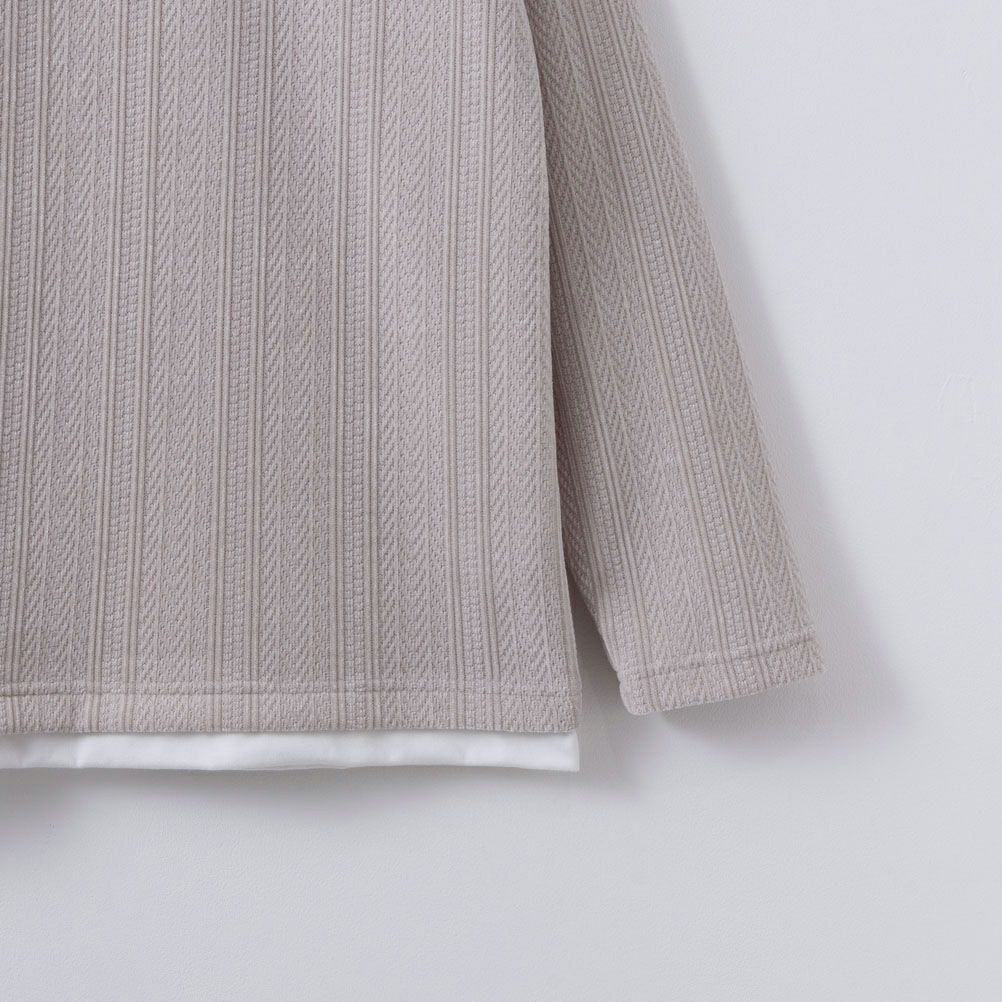 NAVY ヘリンボーンフェイクレイヤードプルオーバー メンズ