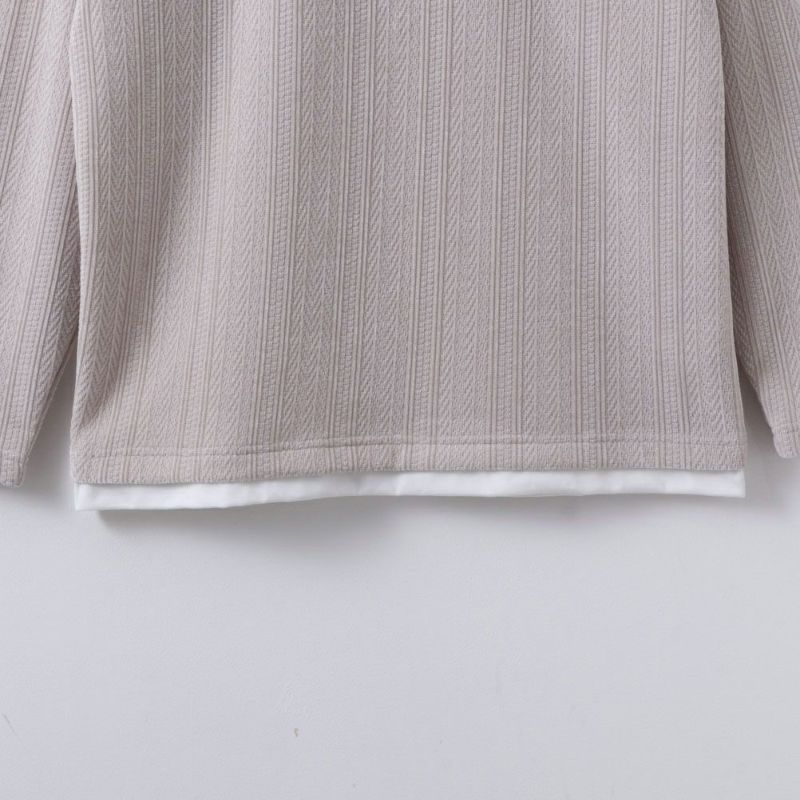 [期間限定価格]NAVY 温℃ ヘリンボーンフェイクレイヤードプルオーバー メンズ商品画像-7