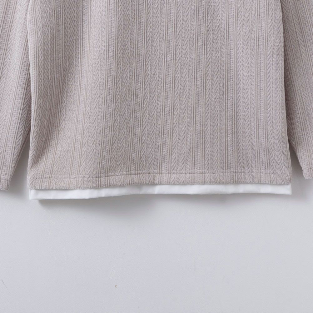 [期間限定価格]NAVY 温℃ ヘリンボーンフェイクレイヤードプルオーバー メンズ商品画像-7