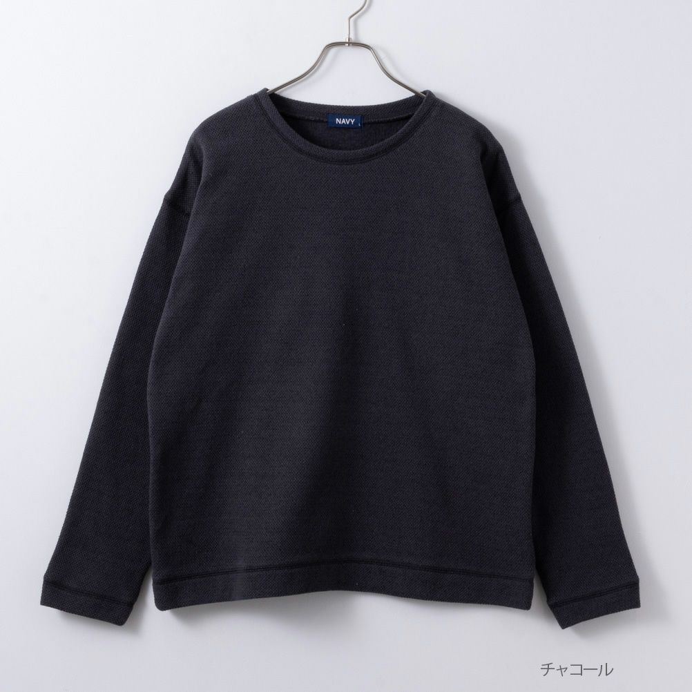 NAVY 鹿の子クルーネックプルオーバー メンズ