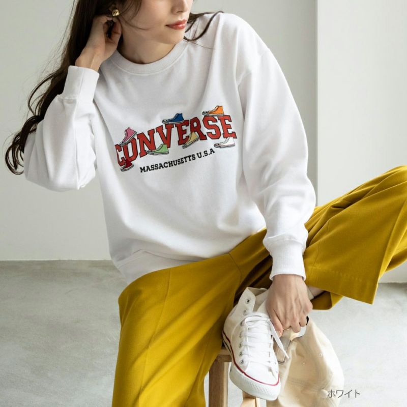 CONVERSE  裏毛シューズ刺繍トレーナー レディース商品画像-1