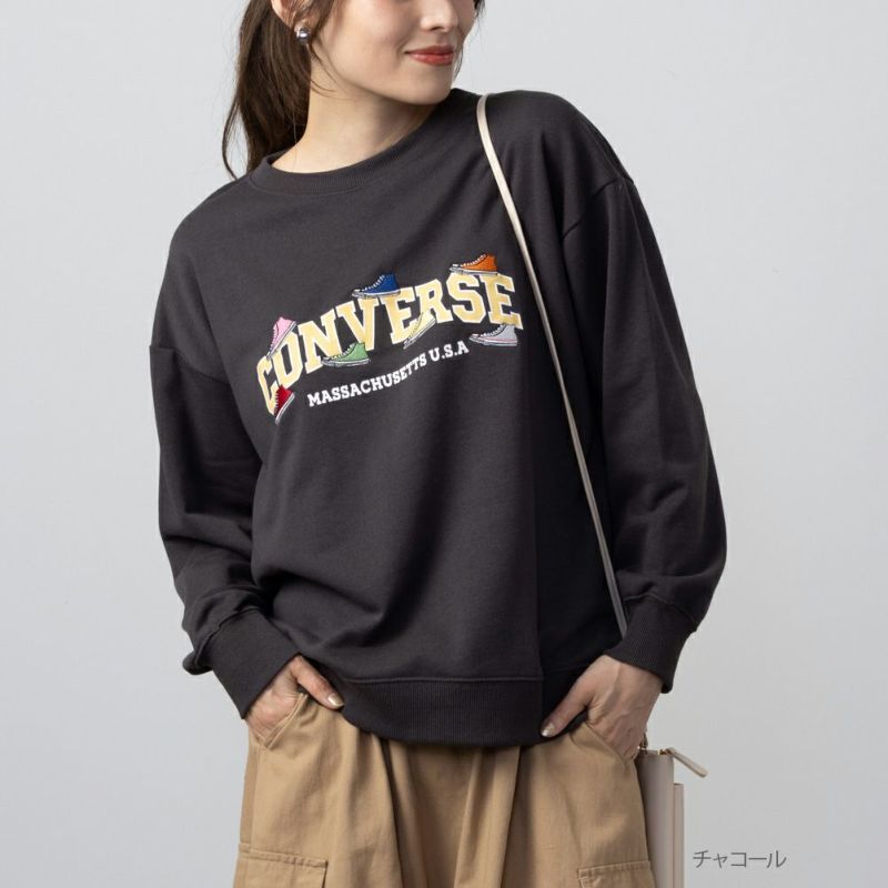 CONVERSE 裏毛シューズ刺繍トレーナー レディース商品画像-2