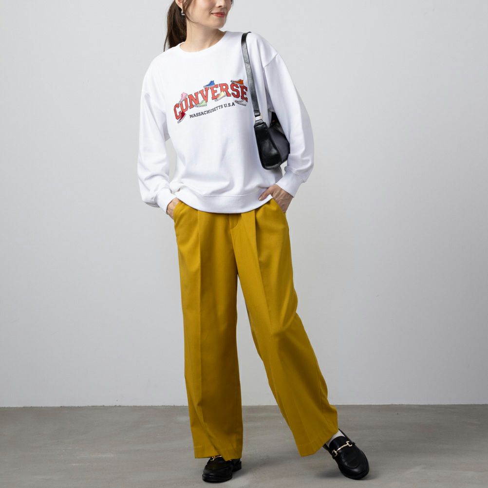 CONVERSE 裏毛シューズ刺繍トレーナー レディース