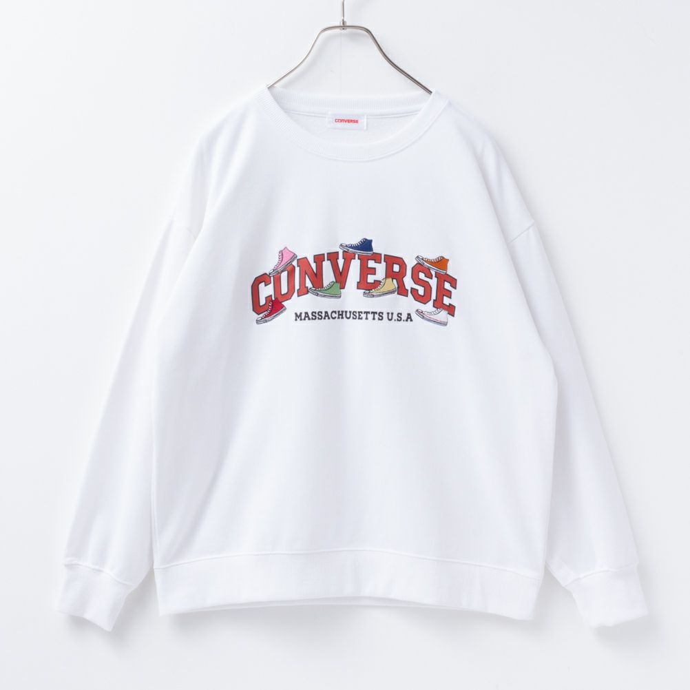 CONVERSE 裏毛シューズ刺繍トレーナー レディース