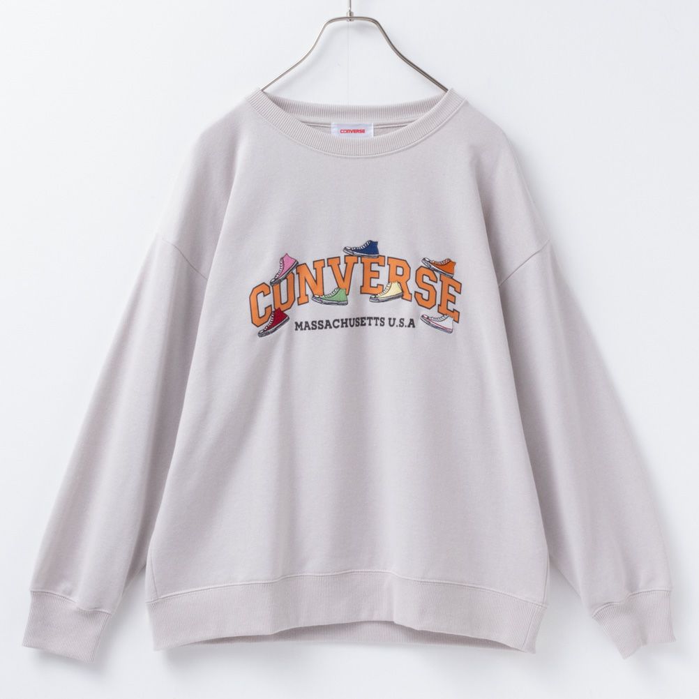 CONVERSE 裏毛シューズ刺繍トレーナー レディース