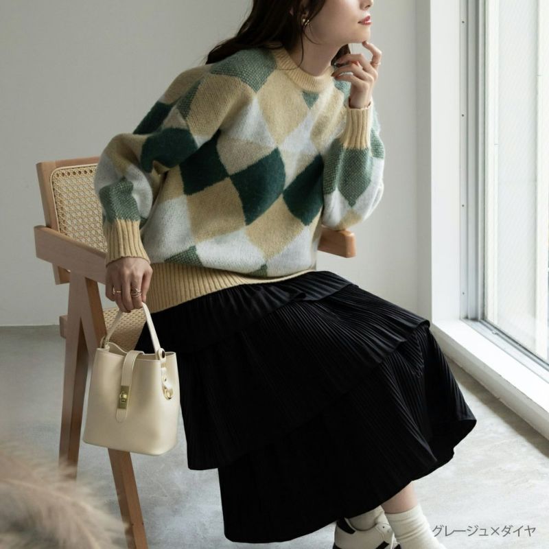 NAVY ジャガード ニット レディース商品画像-1