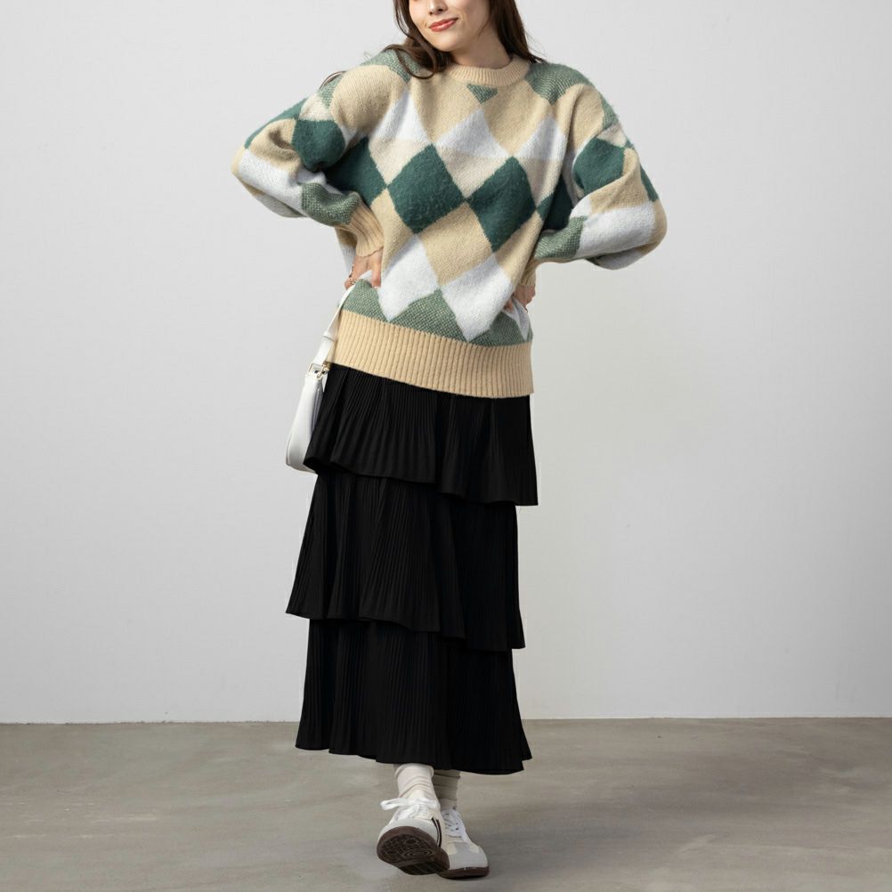 NAVY チェック柄ニット レディース