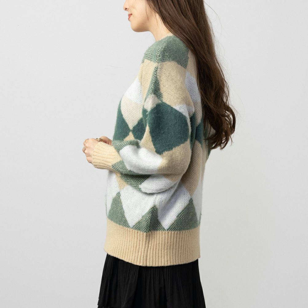 NAVY チェック柄ニット レディース