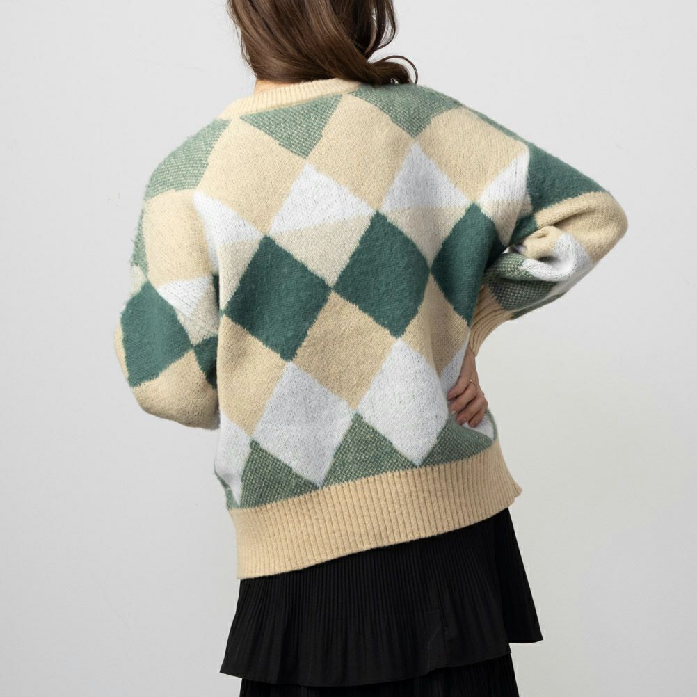 NAVY チェック柄ニット レディース