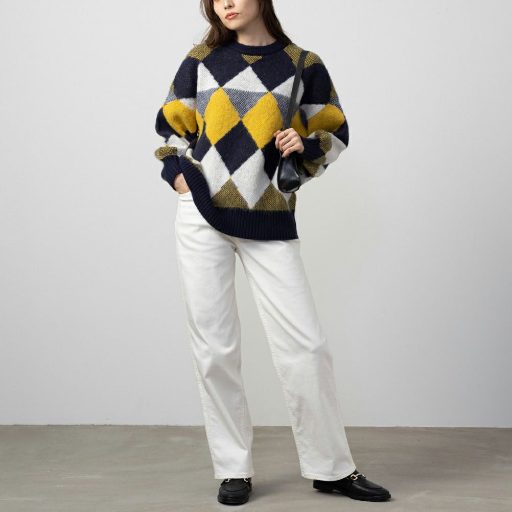 NAVY チェック柄ニット レディース