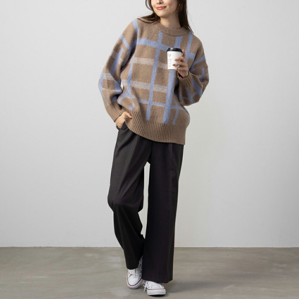 NAVY チェック柄ニット レディース