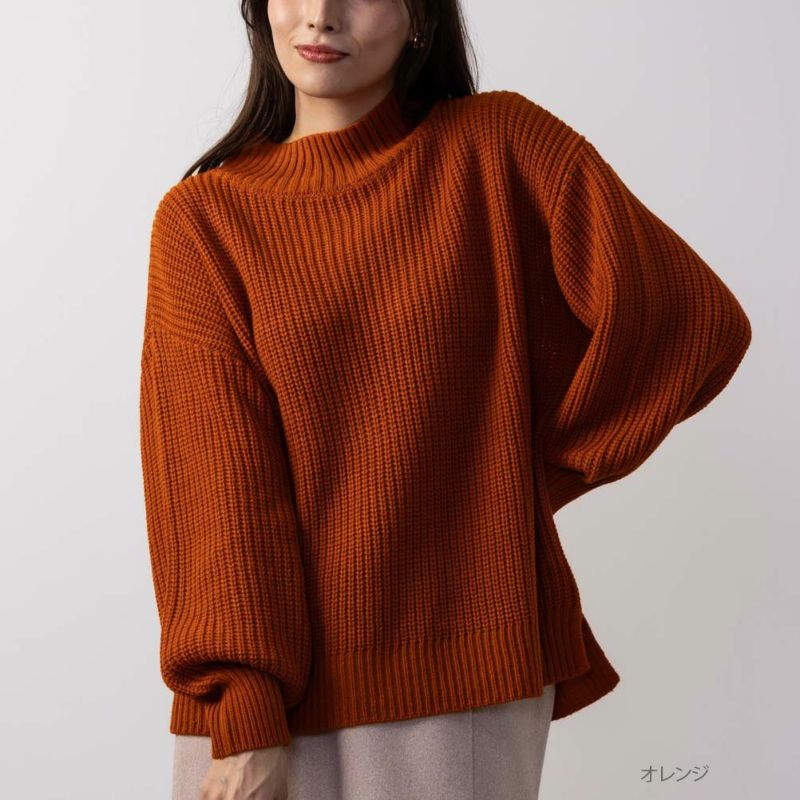 NAVY 静電気抑制 洗えるニット 畦モックネックプルオーバー レディース商品画像-2