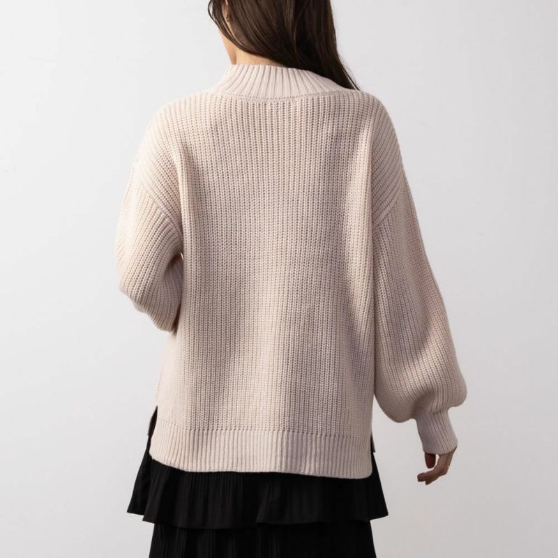 NAVY 静電気抑制 洗えるニット 畦モックネックプルオーバー レディース商品画像-7