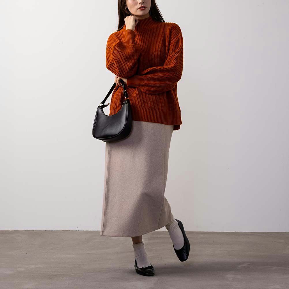 NAVY 静電気抑制 畔モックネックプルオーバー レディース