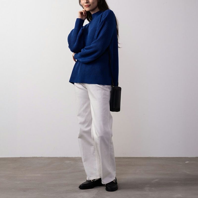 NAVY 静電気抑制 洗えるニット 畦モックネックプルオーバー レディース商品画像-9