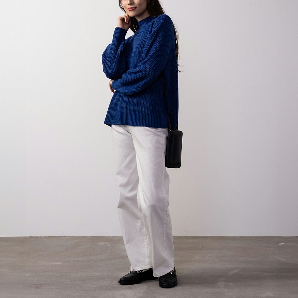 NAVY 静電気抑制 畔モックネックプルオーバー レディース