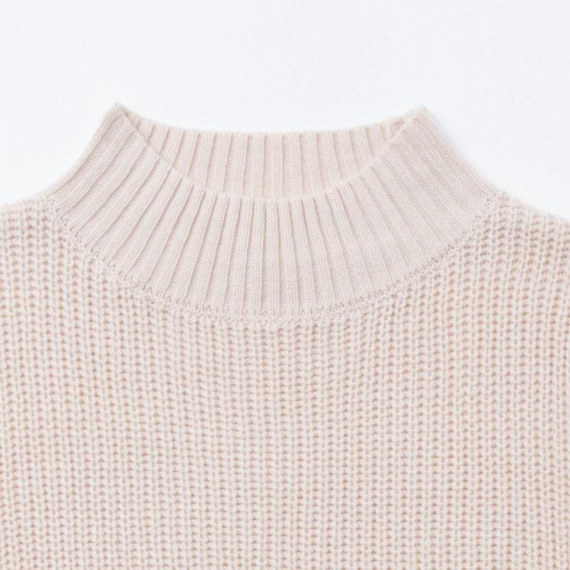 NAVY 静電気抑制 洗えるニット 畦モックネックプルオーバー レディース商品画像-18