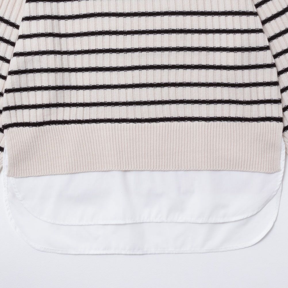 NAVY ボタン付きフェイクレイヤードモックネックプルオーバー レディース