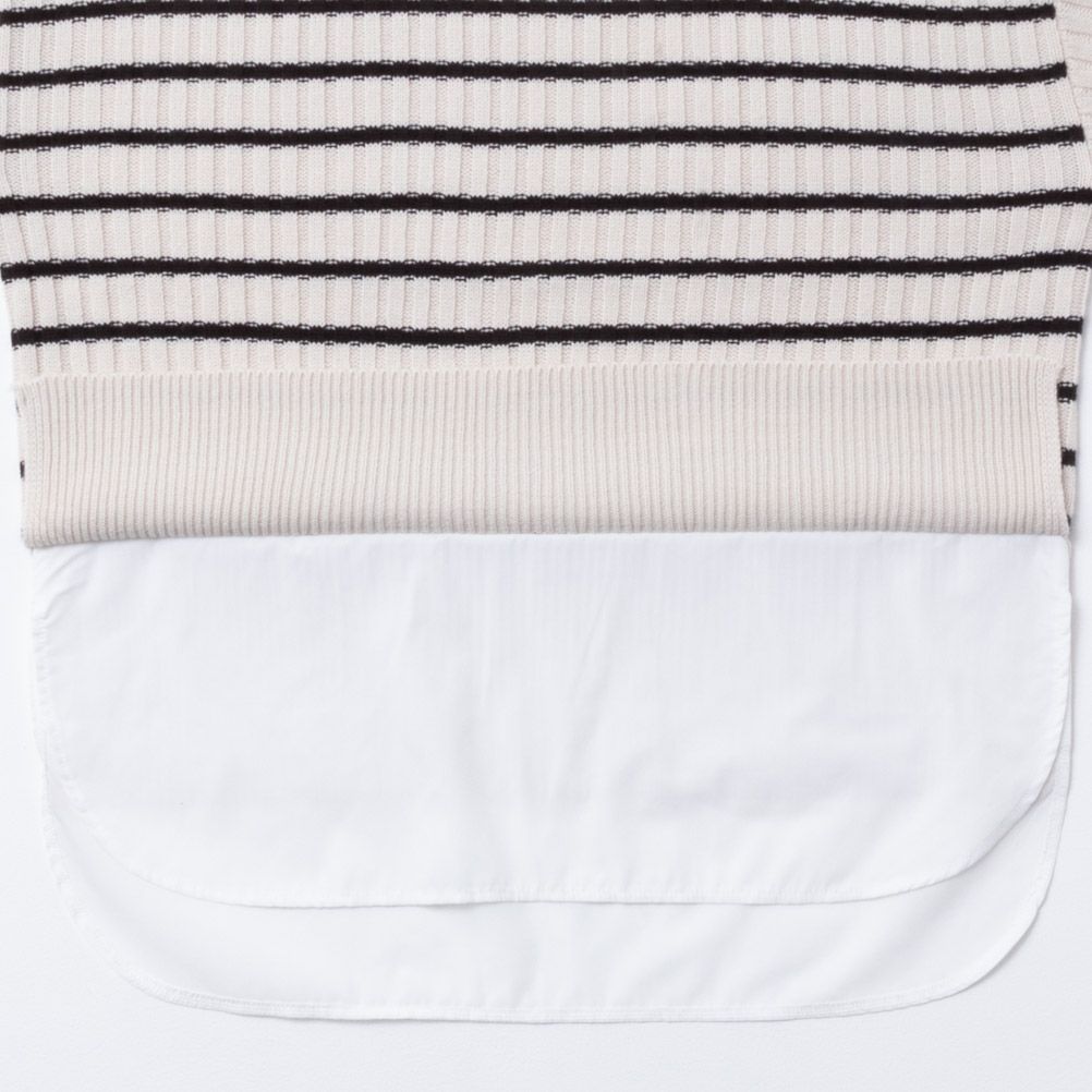 NAVY ボタン付きフェイクレイヤードモックネックプルオーバー レディース