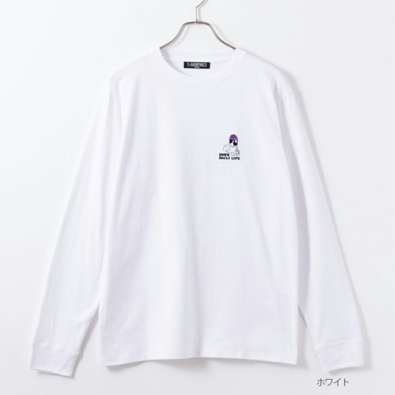 T-GRAPHICS  ヒゲおじさんワンポイント刺繍長袖Tシャツ メンズ商品画像-1