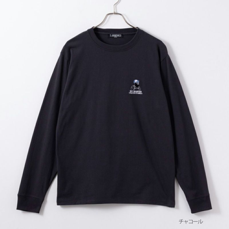 T-GRAPHICS  ヒゲおじさんワンポイント刺繍長袖Tシャツ メンズ商品画像-2