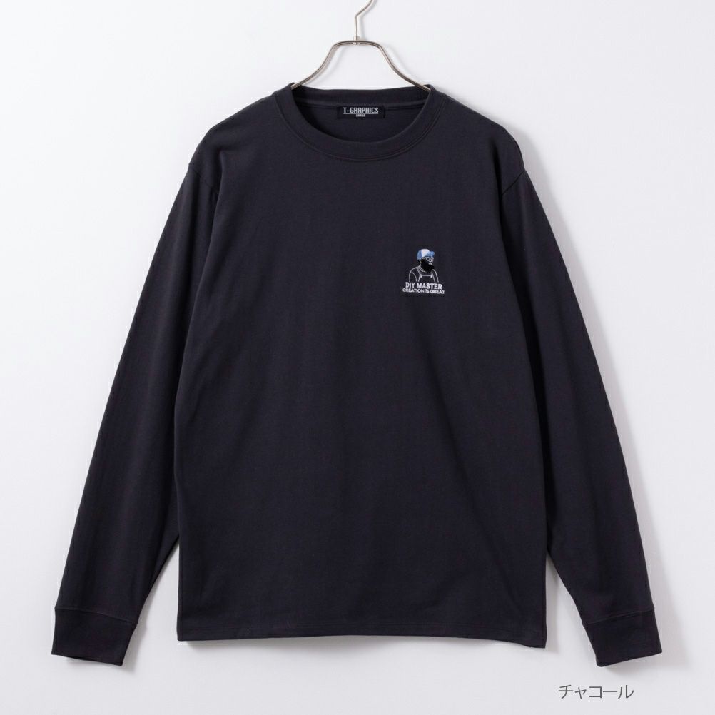 T-GRAPHICS  ヒゲおじさんワンポイント刺繍長袖Tシャツ メンズ商品サムネイル-2