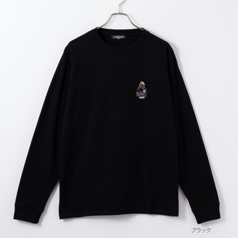 T-GRAPHICS ヒゲおじさんワンポイント刺繍長袖Tシャツ メンズ商品画像-3