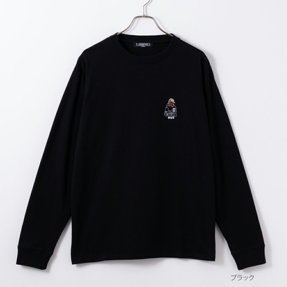 T-GRAPHICS  ヒゲおじさんワンポイント刺繍長袖Tシャツ メンズ商品サムネイル-3