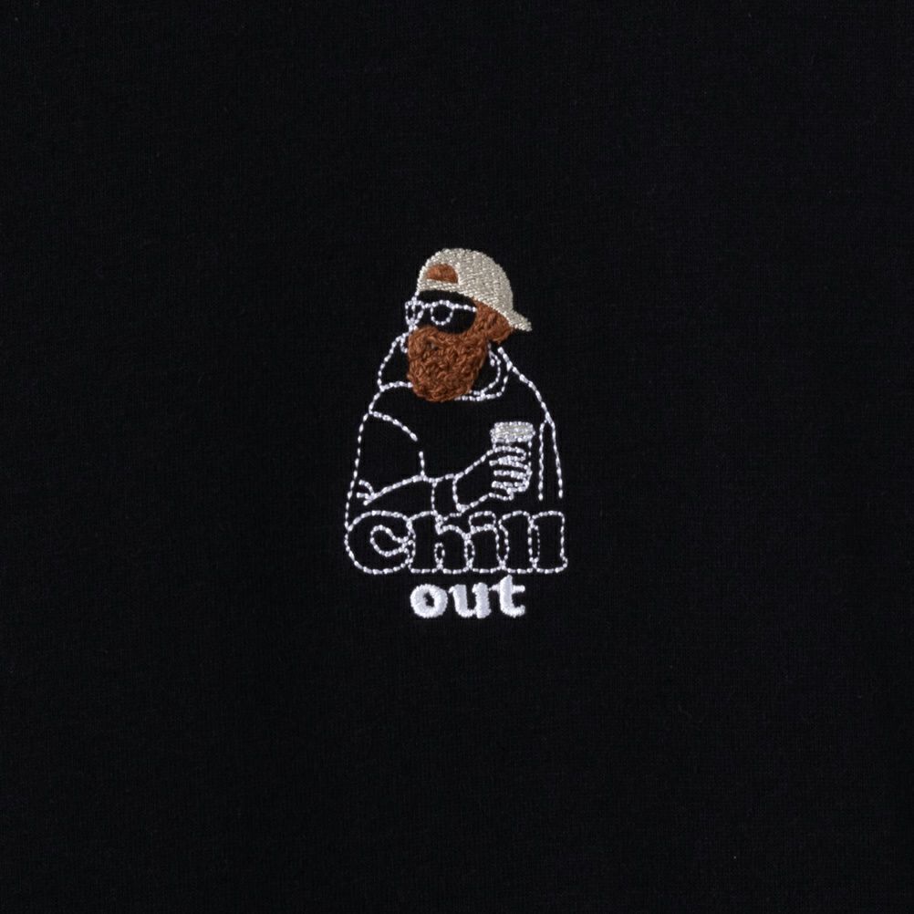 T-GRAPHICS ヒゲおじさんワンポイント刺繍長袖Tシャツ メンズ