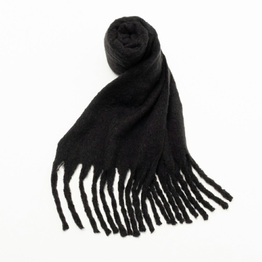 NAVY 太フリンジ無地マフラー レディース