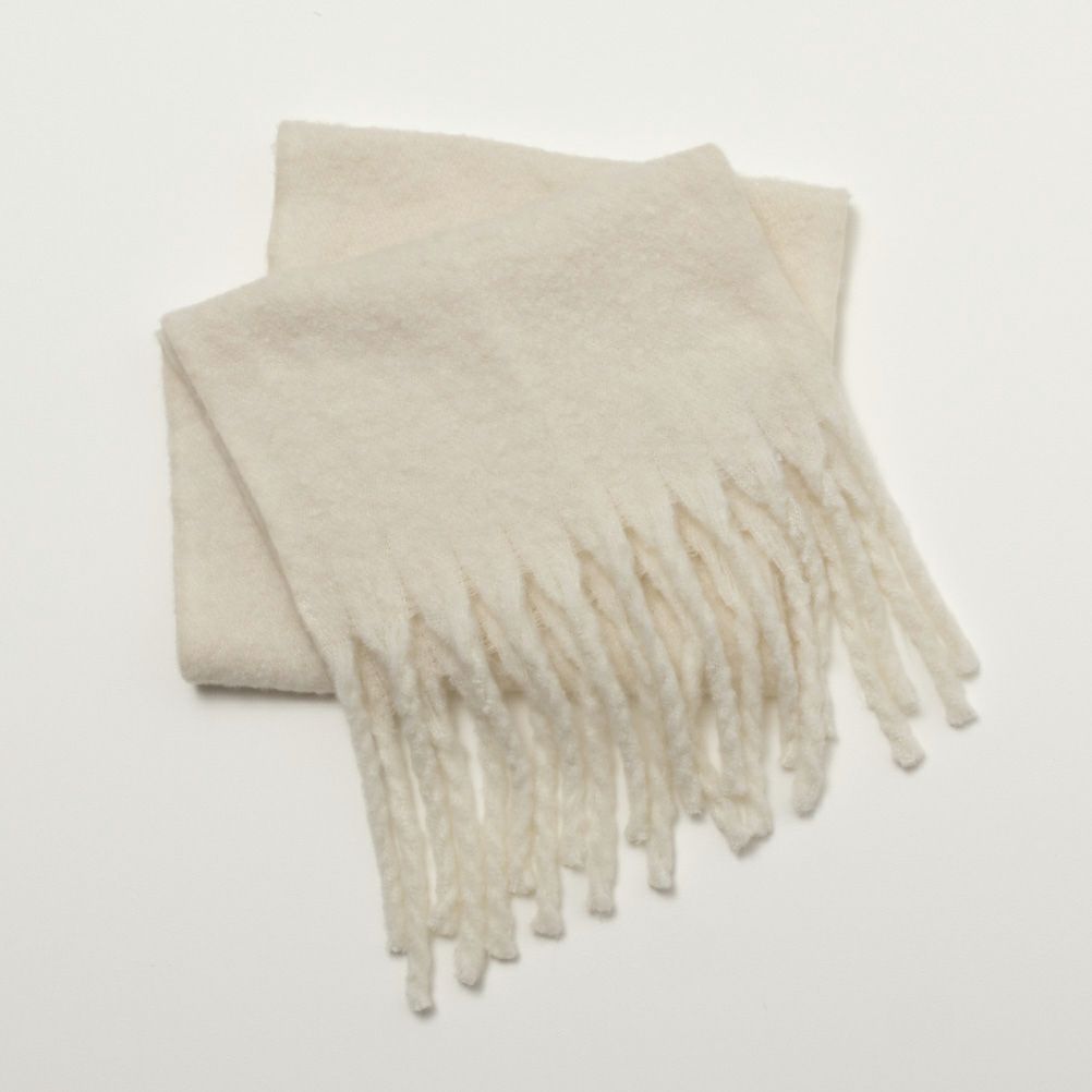 NAVY  太フリンジ無地マフラー レディース商品画像-6