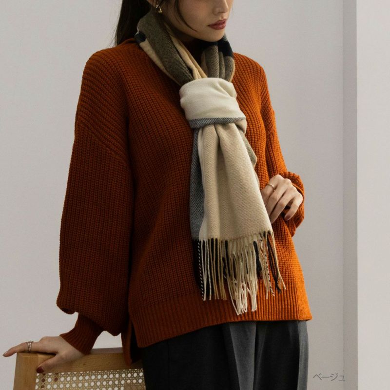 NAVY  チェック柄マフラー レディース商品画像-3