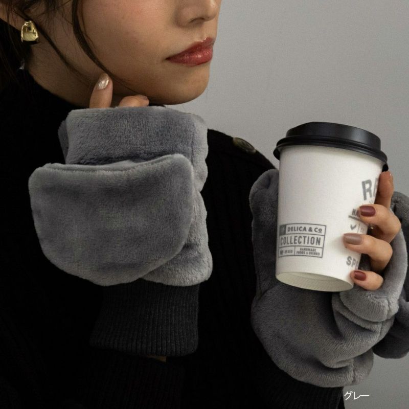 NAVY  ファーグローブ レディース商品画像-2