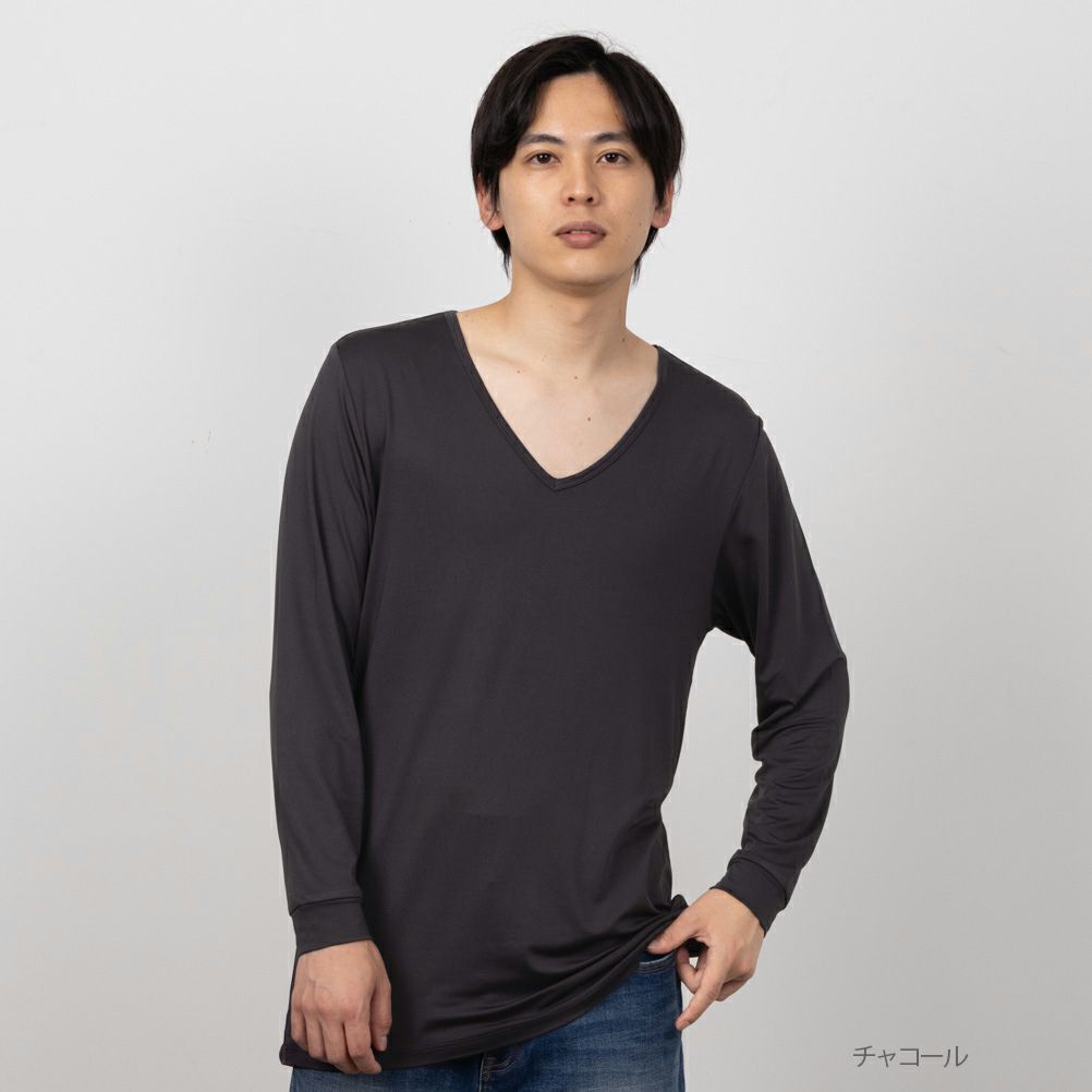 [値下げ]MAC HEAT  Vネック9分袖インナーシャツ メンズ メール便 対応商品商品サムネイル-2