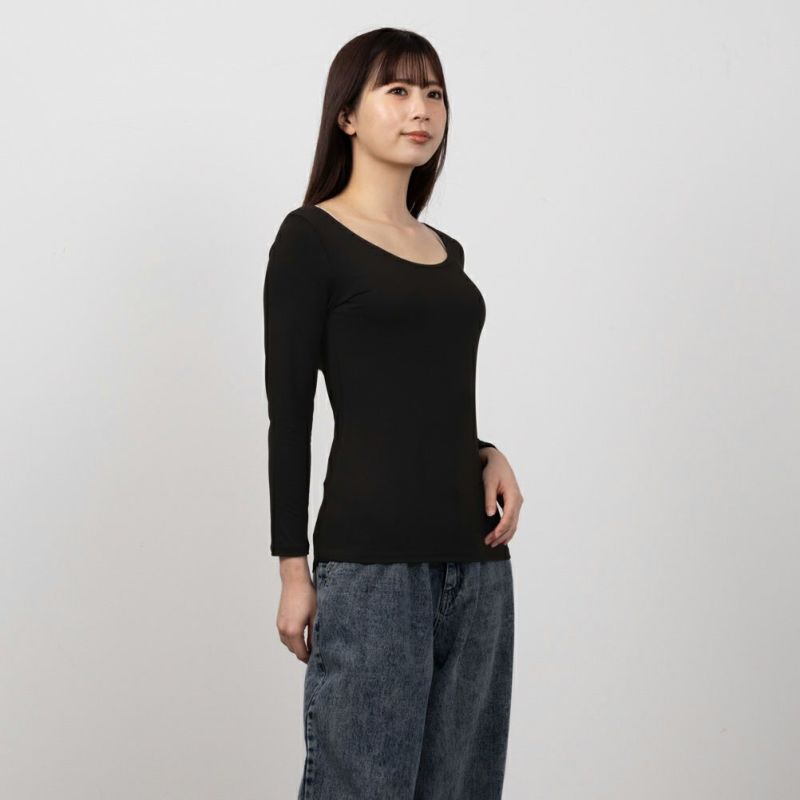 [期間限定価格]MAC HEAT  Uネック8分袖インナーシャツ レディース メール便 対応商品商品画像-3