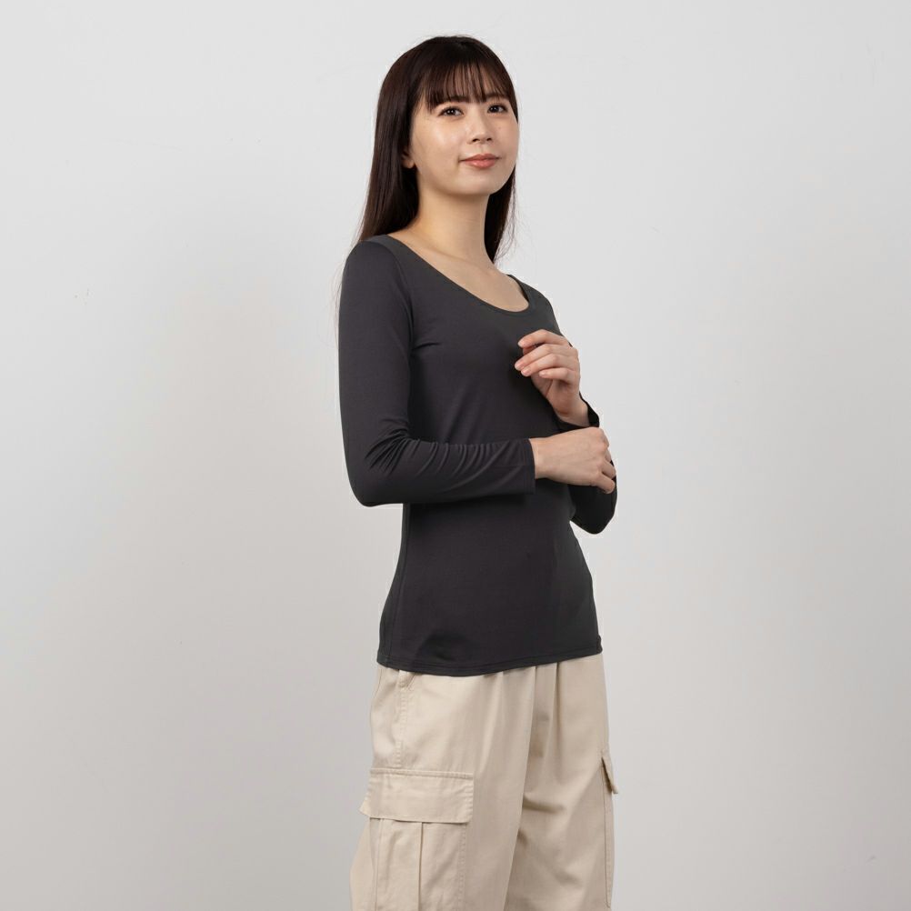 MAC HEAT Uネック8分袖インナーシャツ レディース