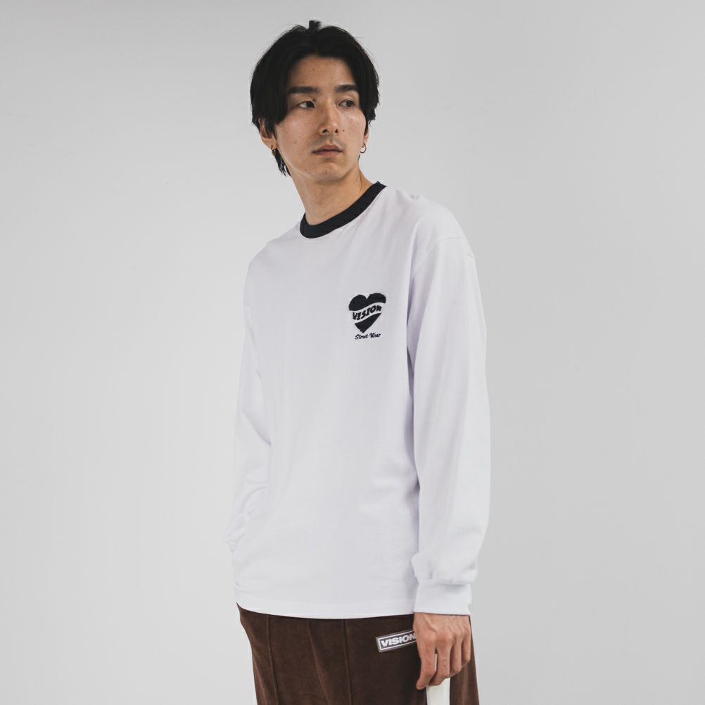VISION STREET WEAR ハートサガラ刺繍長袖Tシャツ メンズ