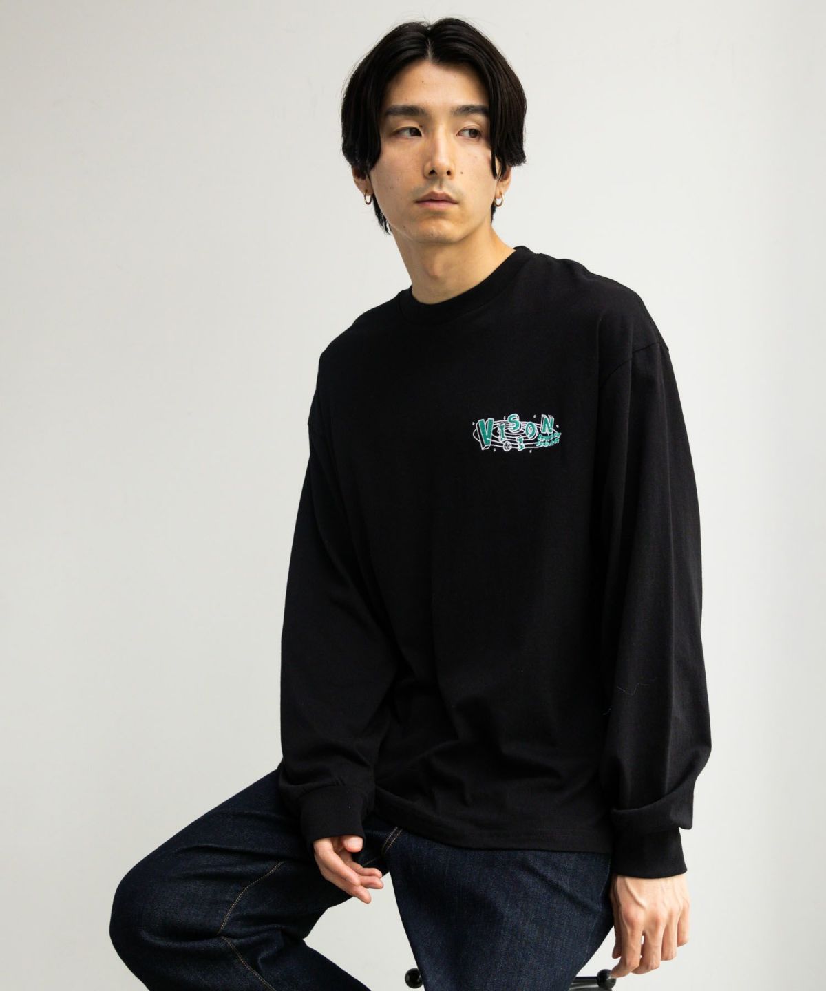 VISION STREET WEAR スペースマルチイラスト長袖Tシャツ メンズ