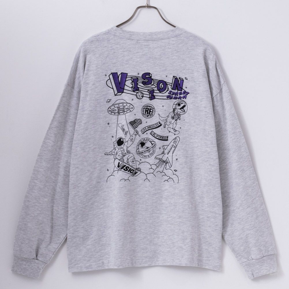 VISION STREET WEAR スペースマルチイラスト長袖Tシャツ メンズ
