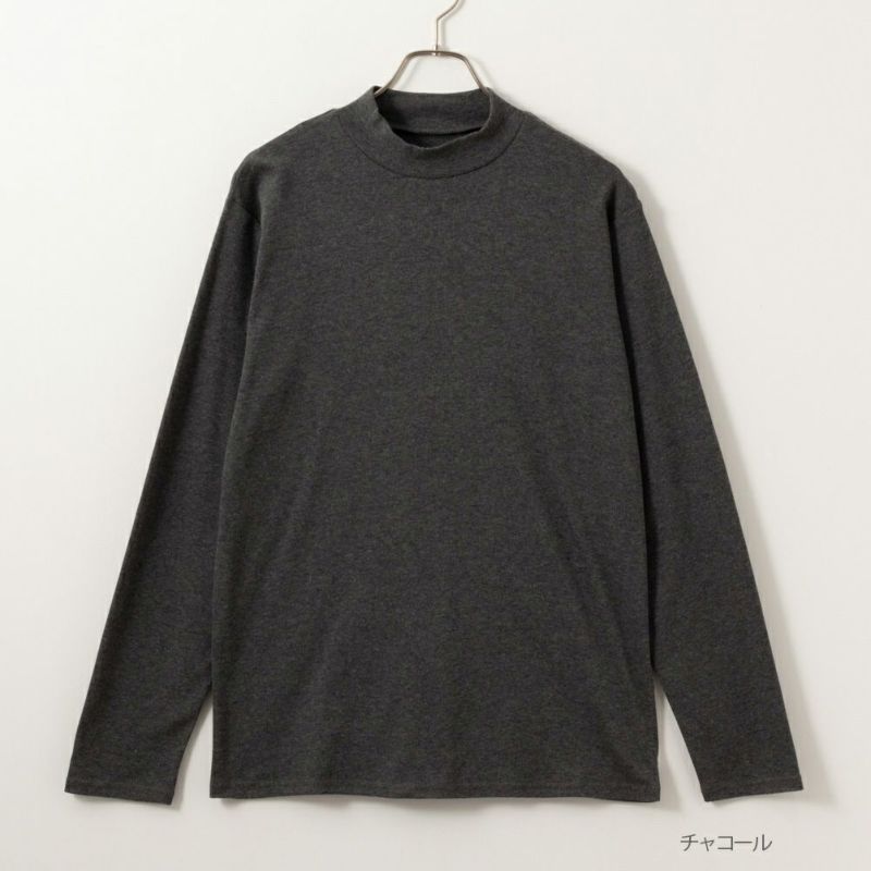 NAVY  スムースモックネック ソフトタッチ長袖Tシャツ メンズ商品画像-2