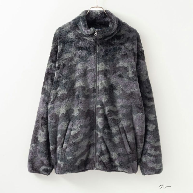 NAVY 温℃ シャギーフリース総柄スタンドジップブルゾン メンズ商品画像-2
