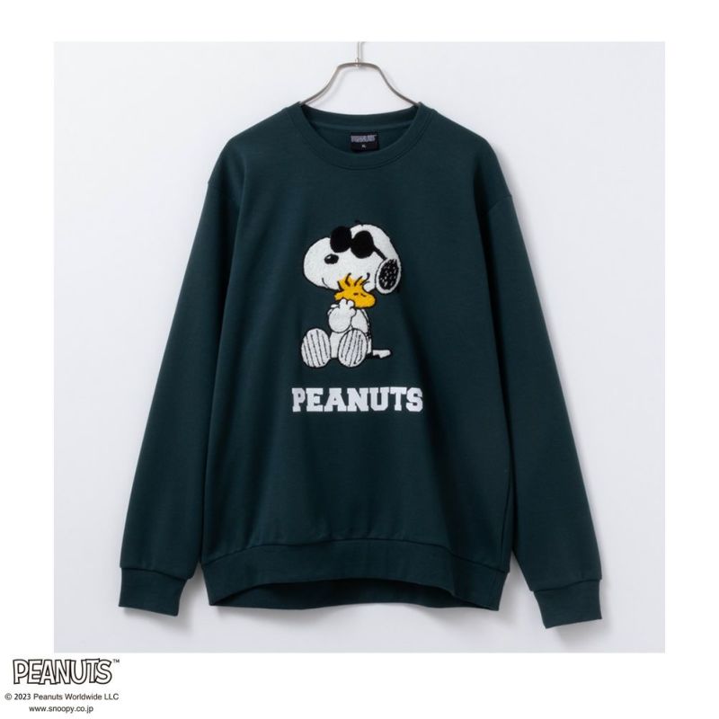 PEANUTS SNOOPY JOE COOL ポンチ素材 サガラ刺繍トレーナー メンズ