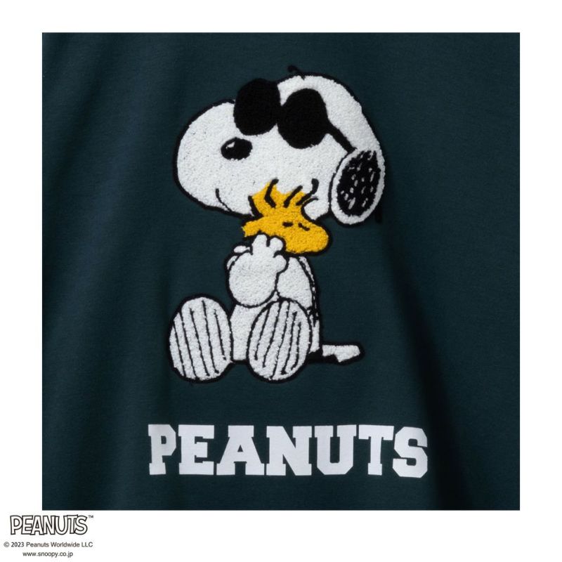 PEANUTS SNOOPY JOE COOL ポンチ素材 サガラ刺繍トレーナー メンズ