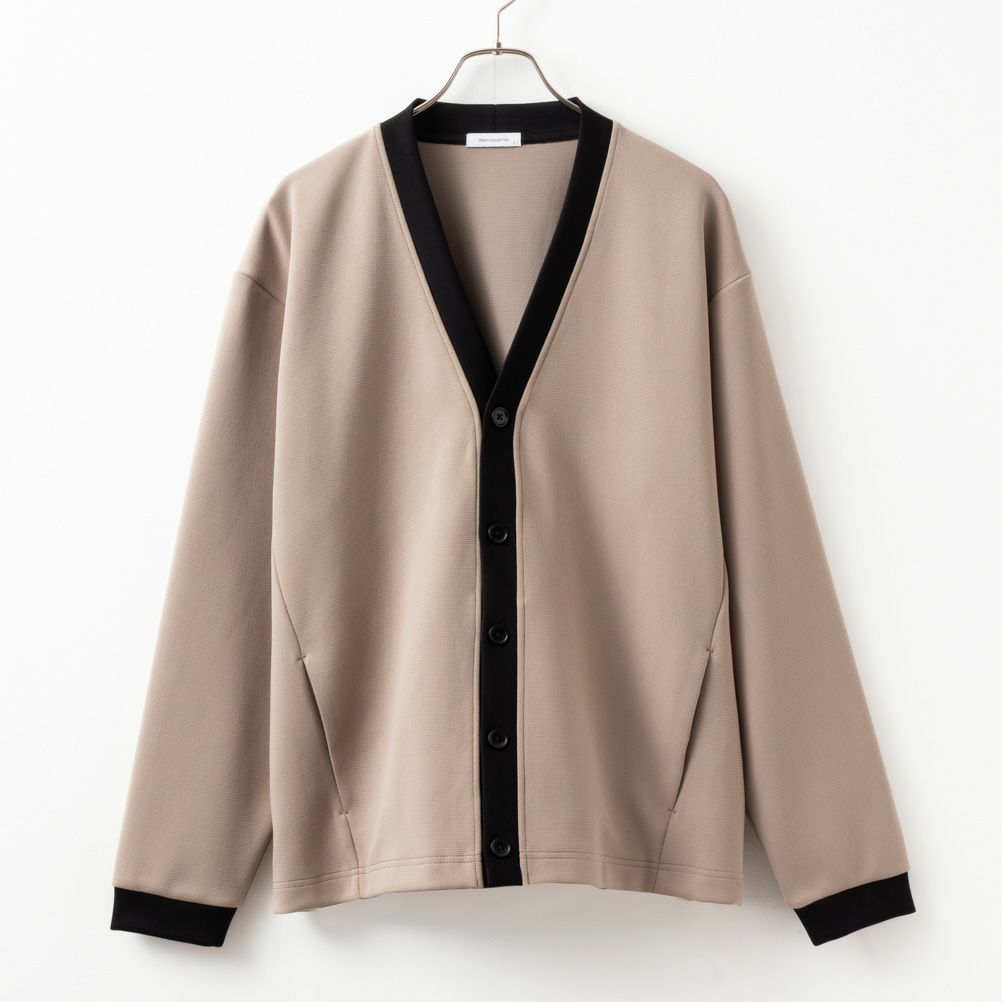 URBAN COLLECTION  ポンチ素材 エアスムージー配色カーディガン メンズ商品画像-2