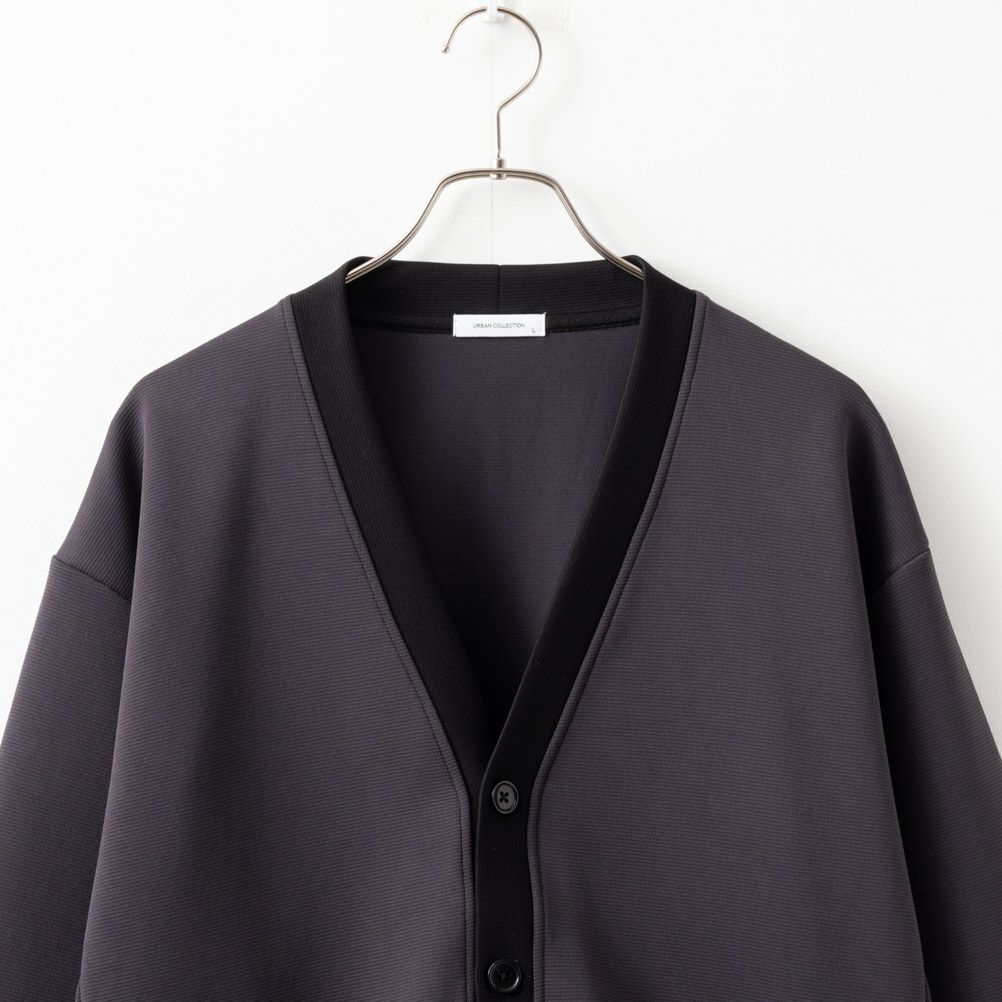 URBAN COLLECTION  ポンチ素材 エアスムージー配色カーディガン メンズ商品画像-4